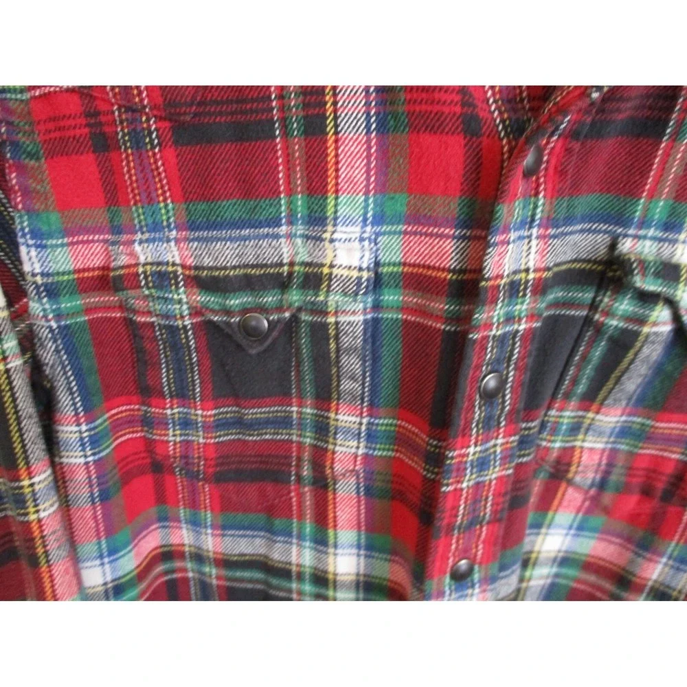 Polo Ralph Lauren Western Flannel Shirt Mens Medium Red Tartan Plaid Elbow Patch